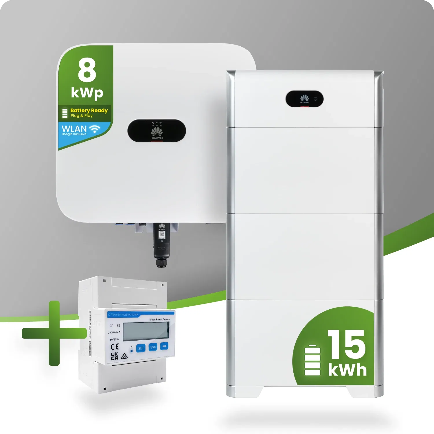 Huawei PV-Paket mit 8kW Hybrid-Wechselrichter und 15kW Speicher inklusive Smart Meter