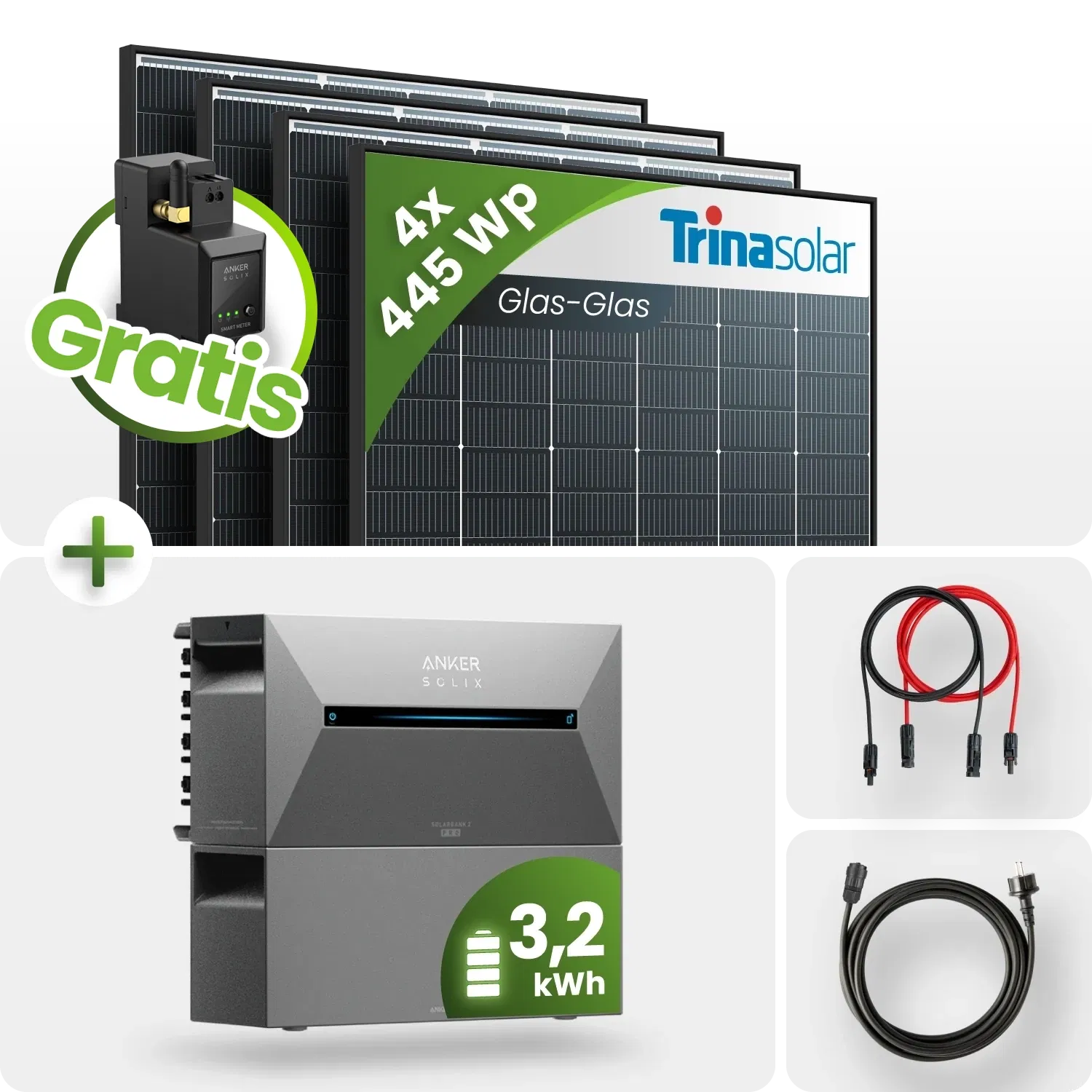 1780Wp Balkonkraftwerk 3,2kWh Speicher Anker Solarbank 2