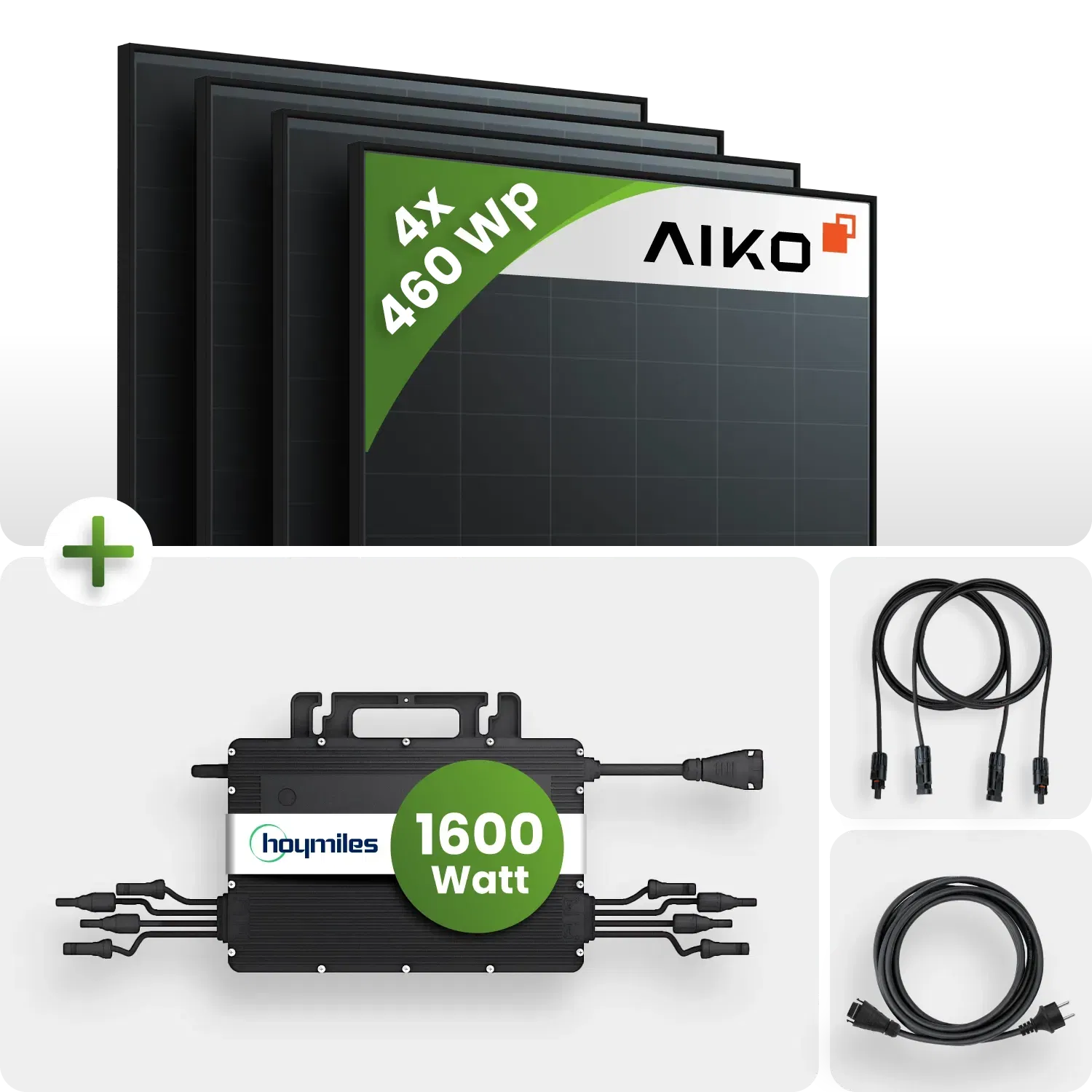 1840Wp 4x 460Wp Aiko Glas-Glas Fullblack ABC Hoymiles HMS-1600-4T