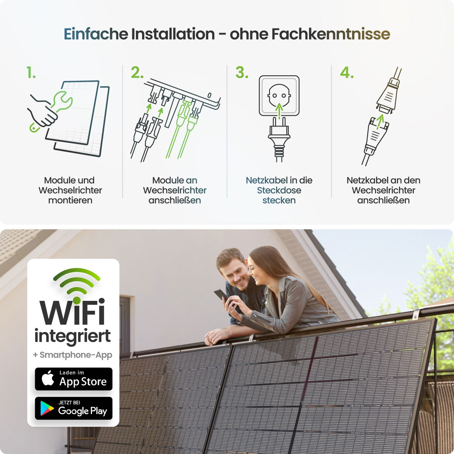 900Wp Balkonkraftwek 4x450Wp Trina Solar Black Frame Anker SOLIX Solarbank 2 E1600 Pro 1,6kWh Speicher