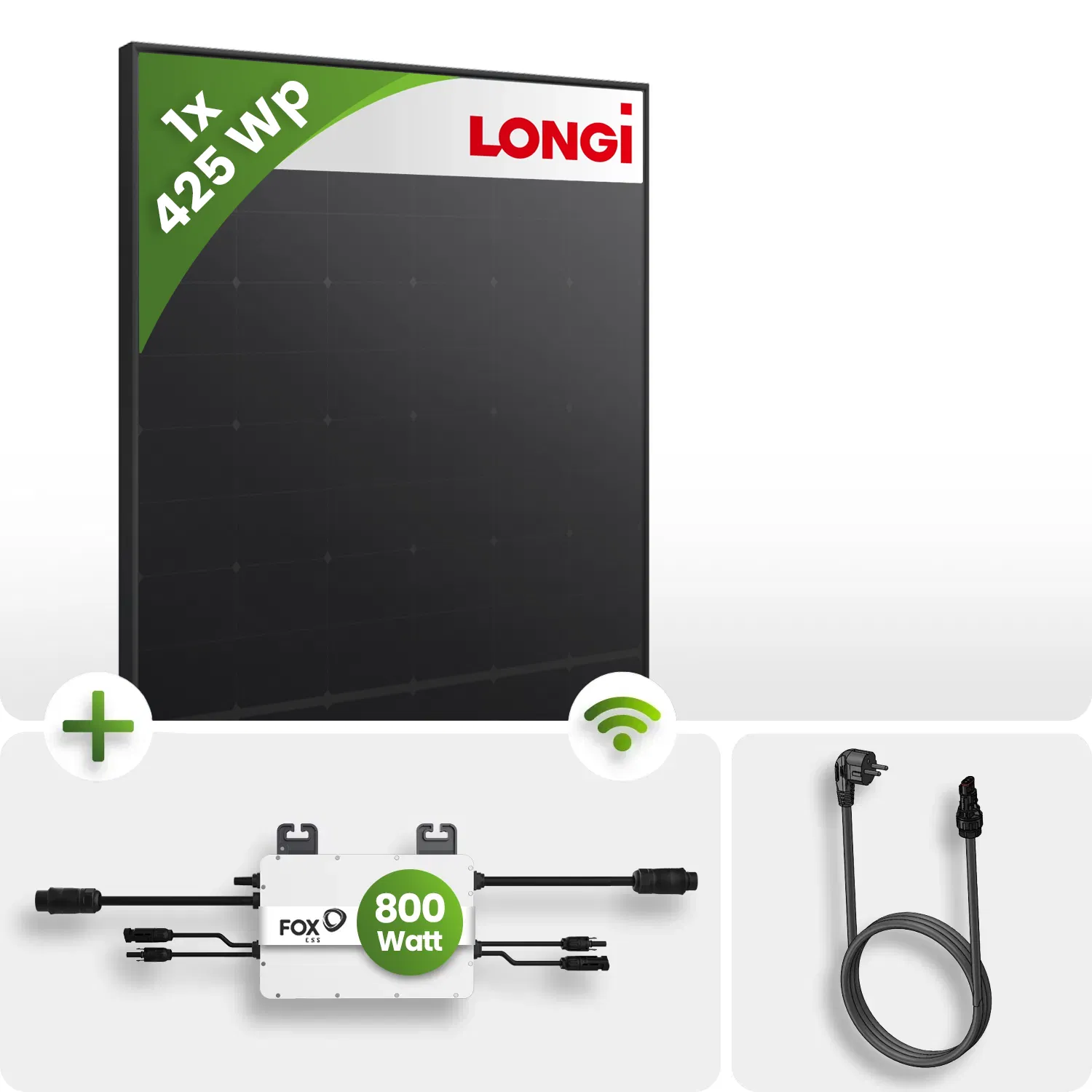 425Wp Balkonkraftwerk 1x425Wp Longi Fullblack FoxEss M1-800-E