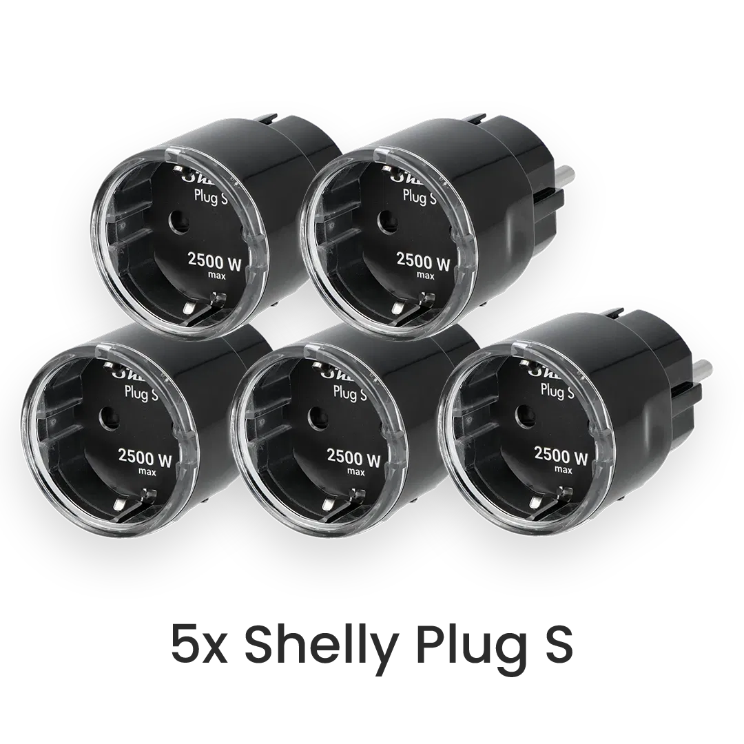 Shelly Plus Plug S Intelligente Steckdose Smart Plug schwarz 5er Set