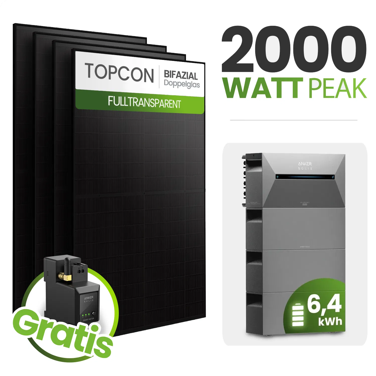 Tepto 2000W Balkonkraftwerk MaxPower mit 6,4 kWh Speicher