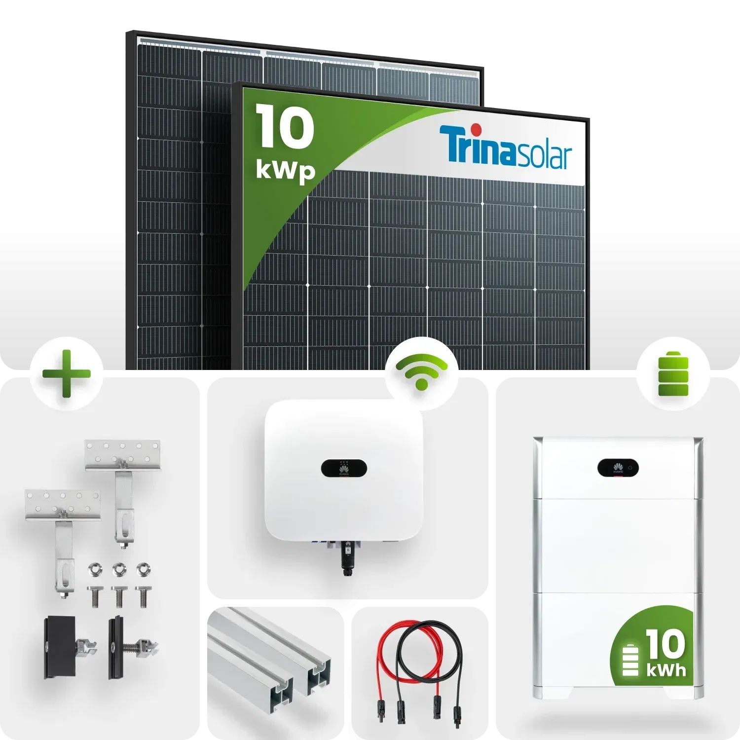 10 kWp PV-Anlage 23x Trina 440Wp Glas-Glas Black Frame 10kW Speicher