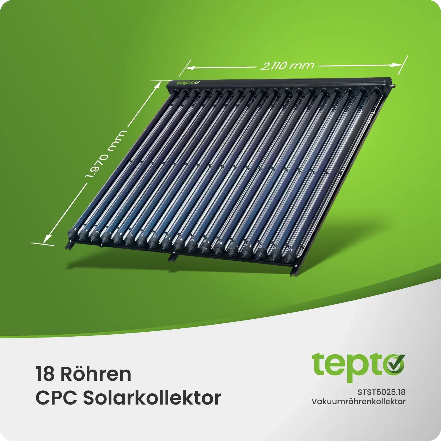 Vakuumröhrenkollektor CPC Solarkollektor 18 Röhren 4,08m²