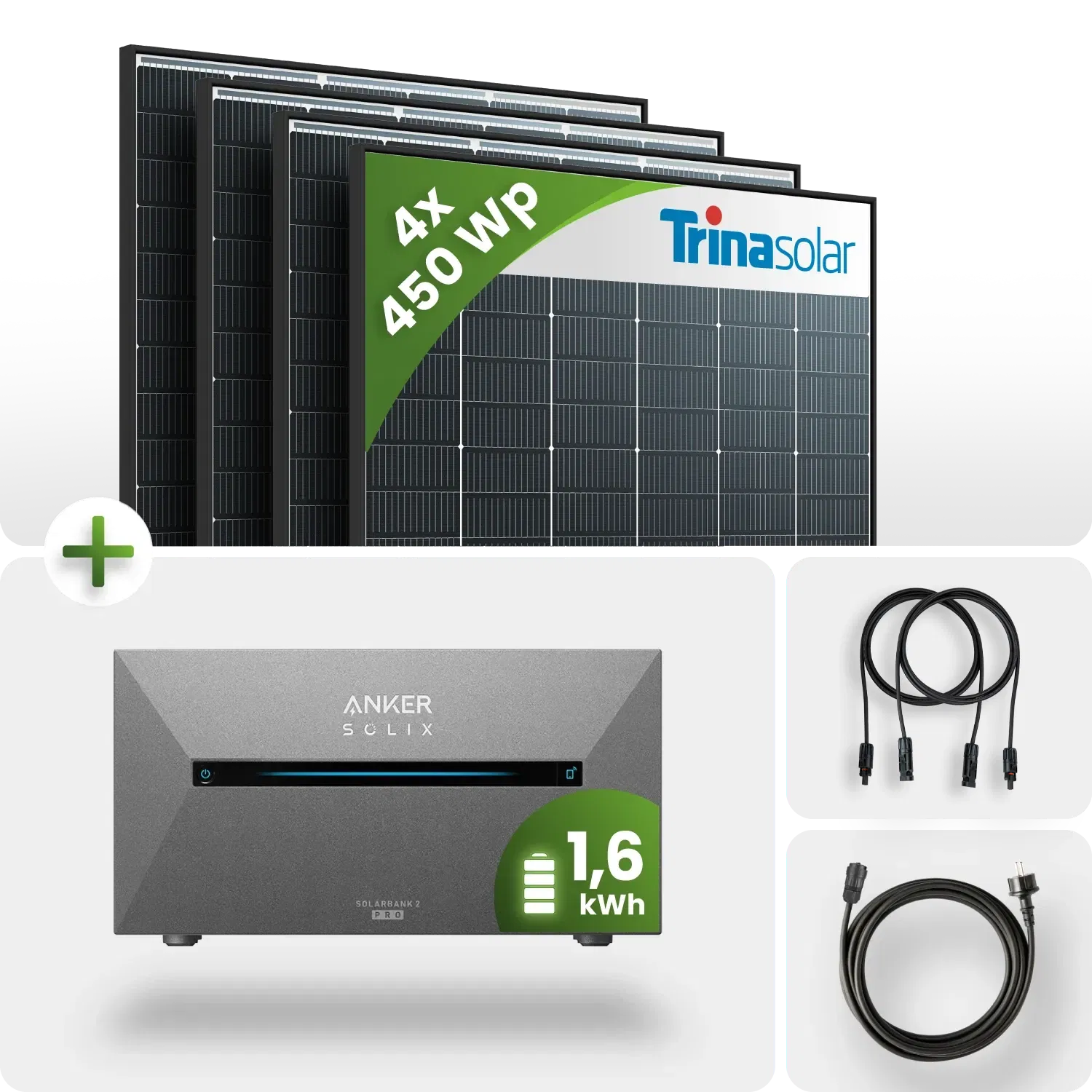 1800Wp Balkonkraftwek 4x450Wp Trina Solar Black Frame Anker SOLIX Solarbank 2 E1600 Pro 1,6kWh Speicher 1800Wp Balkonkraftwek 4x450Wp Trina Solar Black Frame Anker SOLIX Solarbank 2 E1600 Pro 1,6kWh Speicher