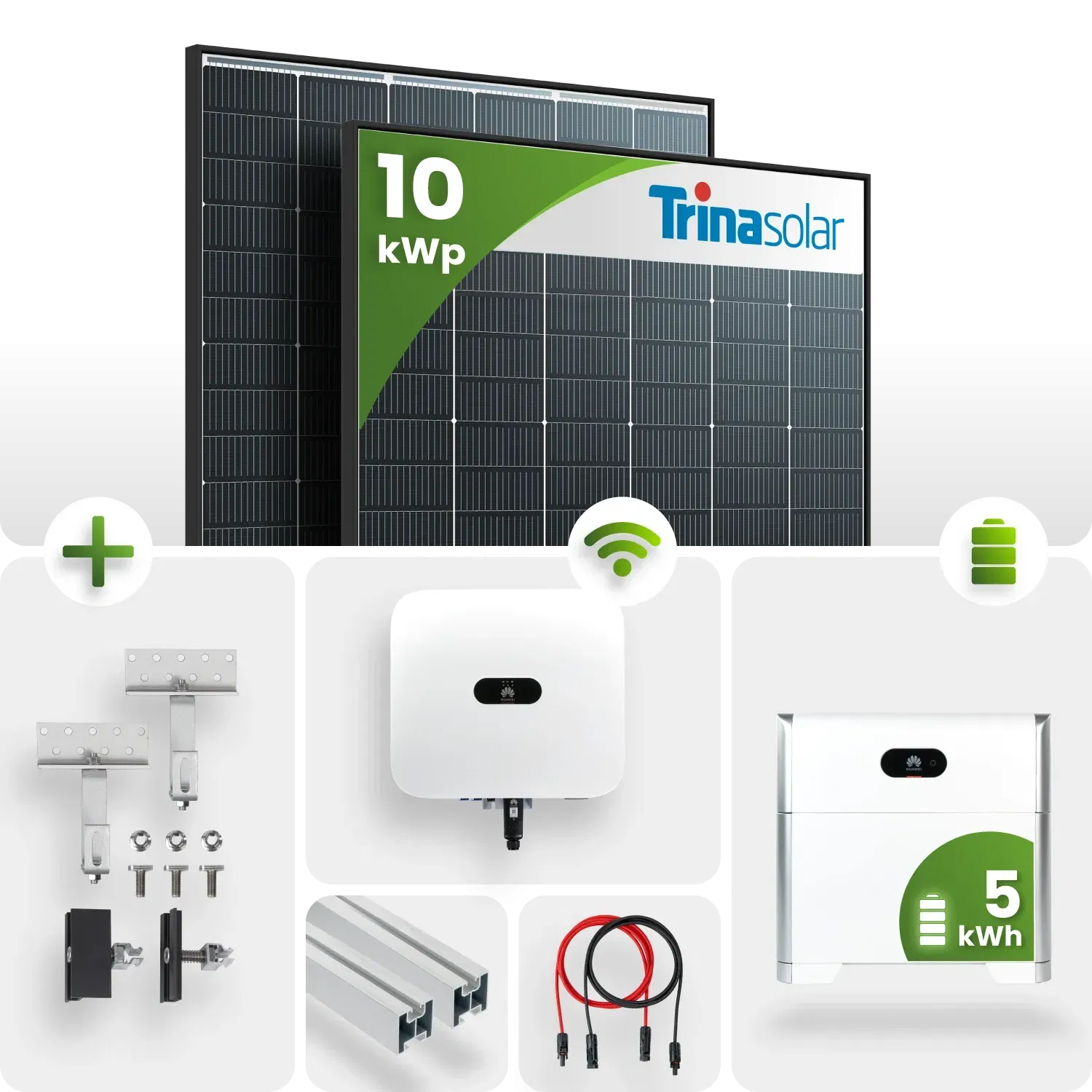 10 kWp PV-Anlage 23x Trina 440Wp Glas-Glas Black Frame 5kW Speicher