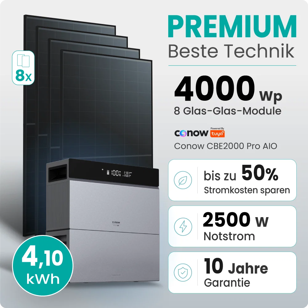 Tepto 4000W Balkonkraftwerk Premium mit Conow Pro 4,1kWh Speicher