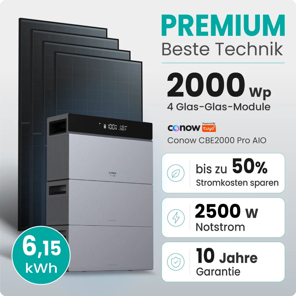 Tepto 2000W Balkonkraftwerk Premium mit Conow Pro 6,15kWh Speicher