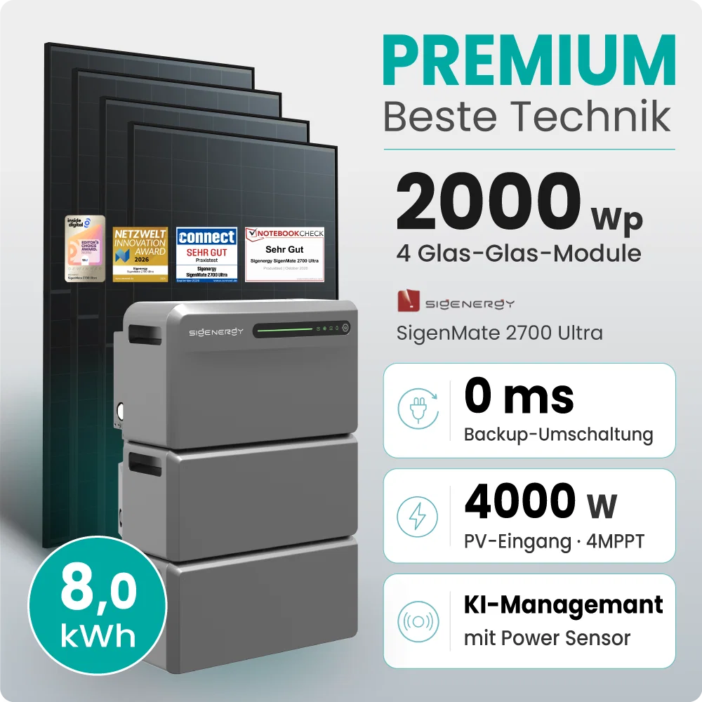 Tepto 2000W Balkonkraftwerk Premium mit Sigenergy SigenMate mit 8,06kWh Speicher
