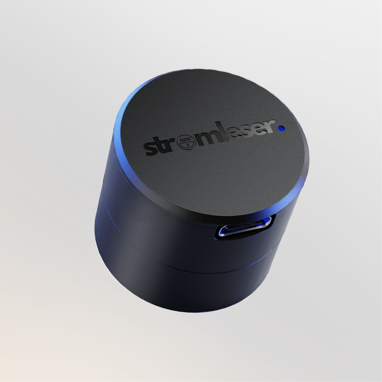 Elektronikgerät, Schwarz, Rundes Gehäuse, USB-C-Anschluss
