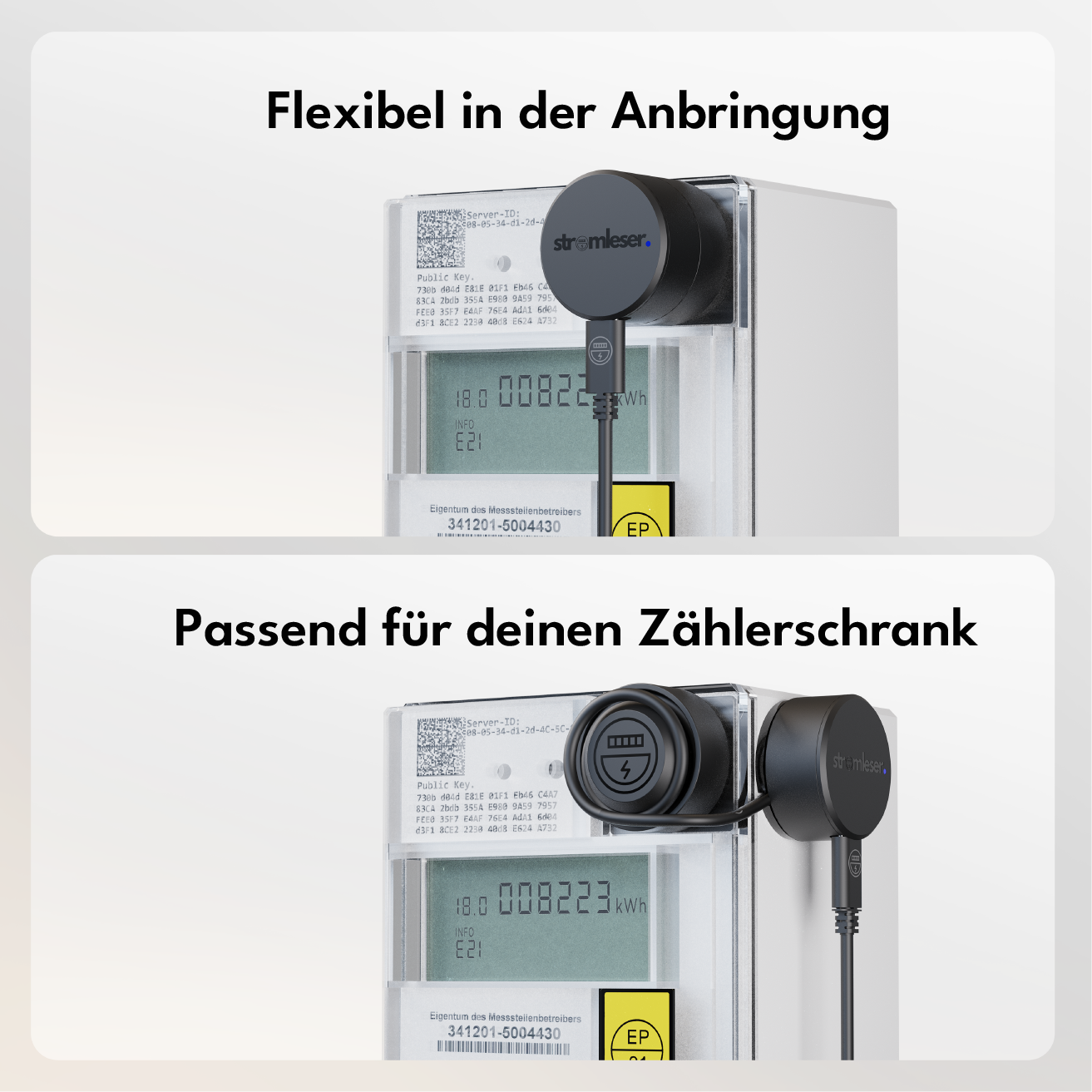 Stromzähler, Lesekopf, optischer Sensor, schwarz, flexible Montage