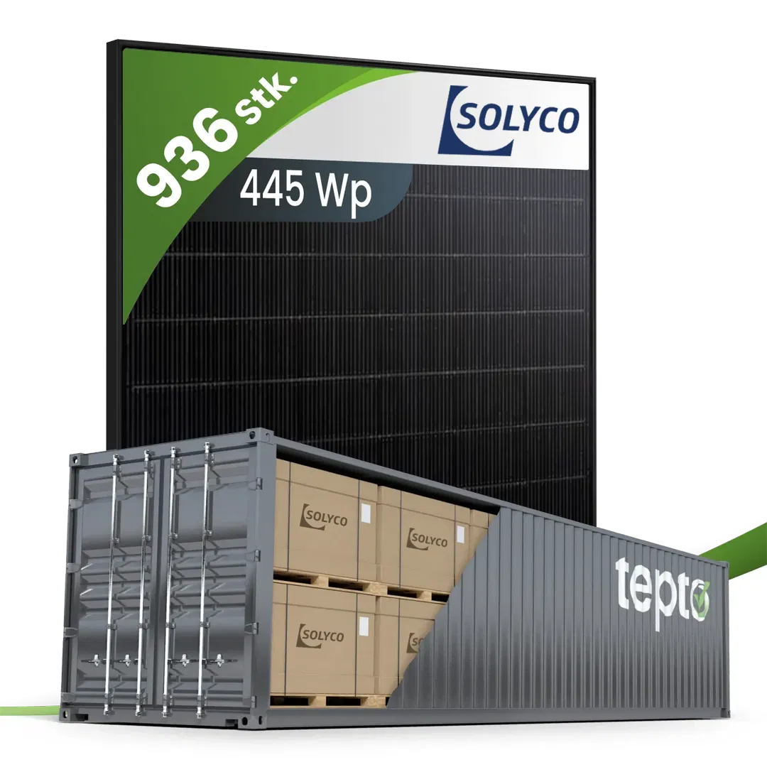 Solyco Pro R-TG 96h.5/445Wp Bifazial Heterojunction Fullblack (Container) Solyco Pro R-TG 96h.5/445Wp Bifazial Heterojunction Fullblack (Container)