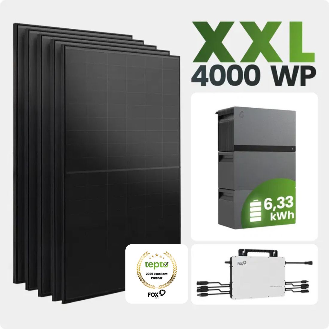 Solarmodule, Solarpanel, XXL, 4mm, WP, 6,33 kWh, Batterie, Stromspeicher, Wechselrichter
