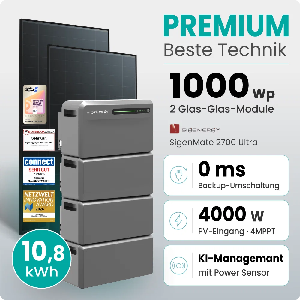 Tepto 1000W Balkonkraftwerk Premium mit Sigenergy SigenMate mit 10,75kWh Speicher