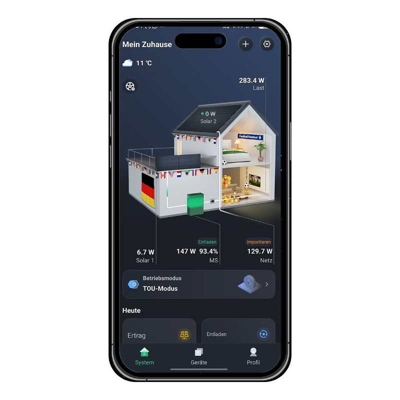 Screenshot der Hoymiles Home App mit dem HiBattery X Dashboard