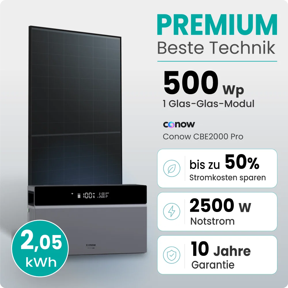 Tepto 500W Balkonkraftwerk Premium mit Conow Pro 2kWh Speicher