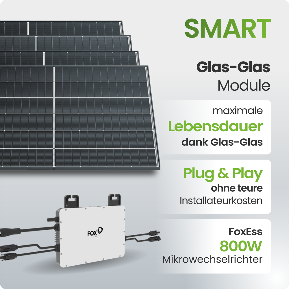 Solarmodul, Glas-Glas, PV-Modul, Mikrowechselrichter, 800W