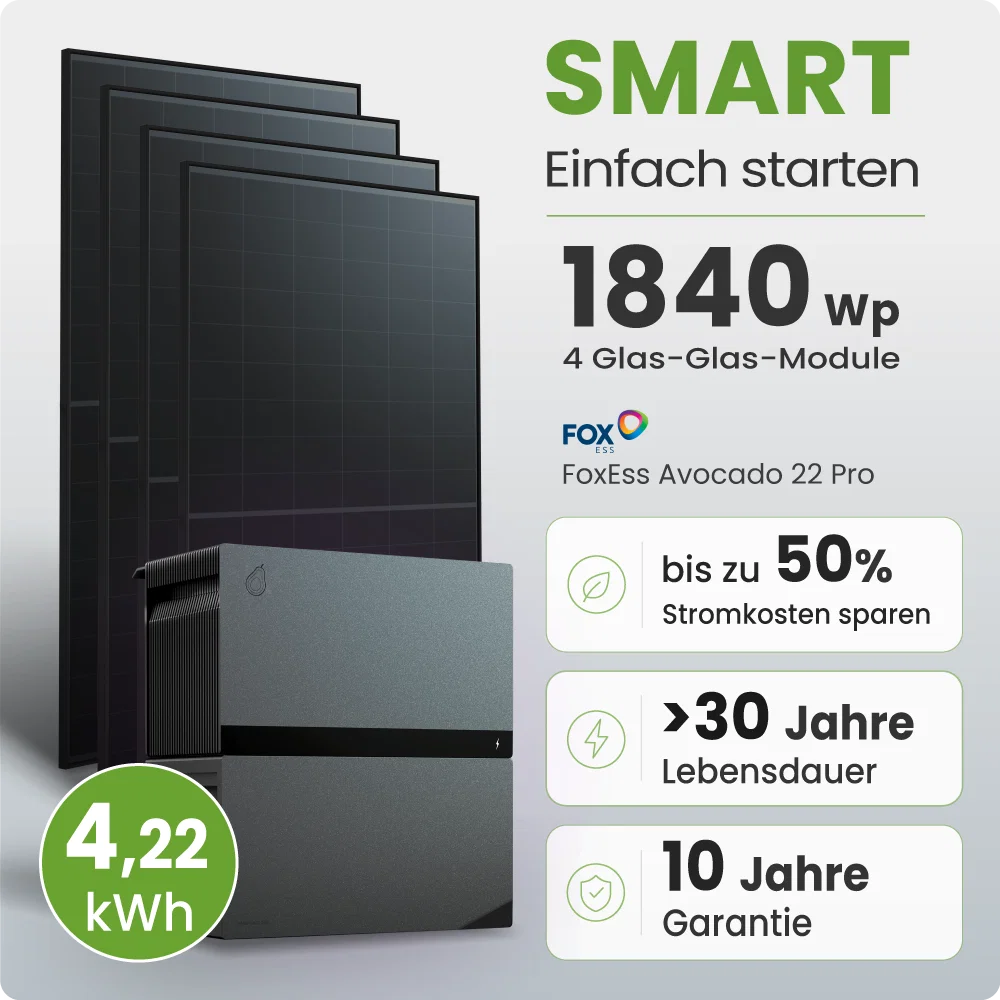 Tepto 1840W Balkonkraftwerk Smart mit FoxEss Avocado 22 Pro 4,22kWh Speicher