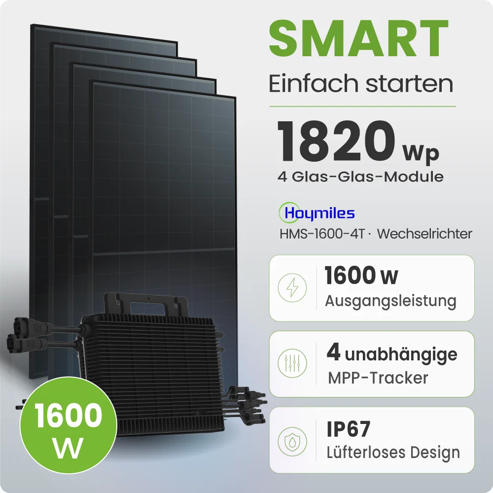 Tepto 1820Wp Balkonkraftwerk Smart mit Hoymiles Mikrowechselrichter
