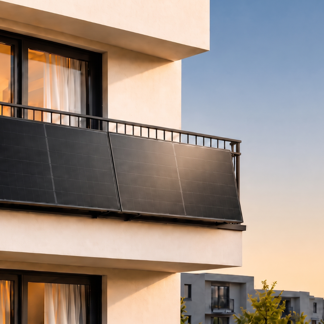 Solarmodule, Balkon, Hausfassade, Solarpanel, ModernesDesign
