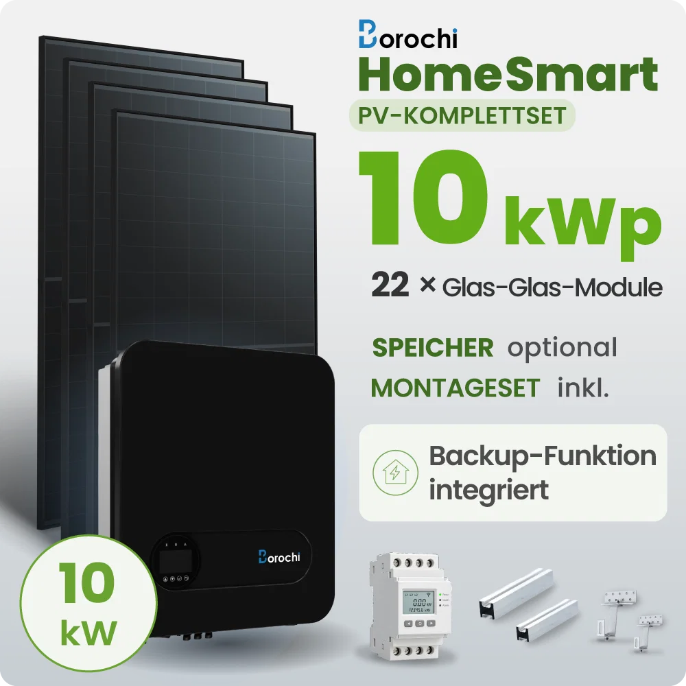10 kWp Borochi PV-Anlage 22x 460Wp Fullblack Notstromfähig Speicher erweiterbar