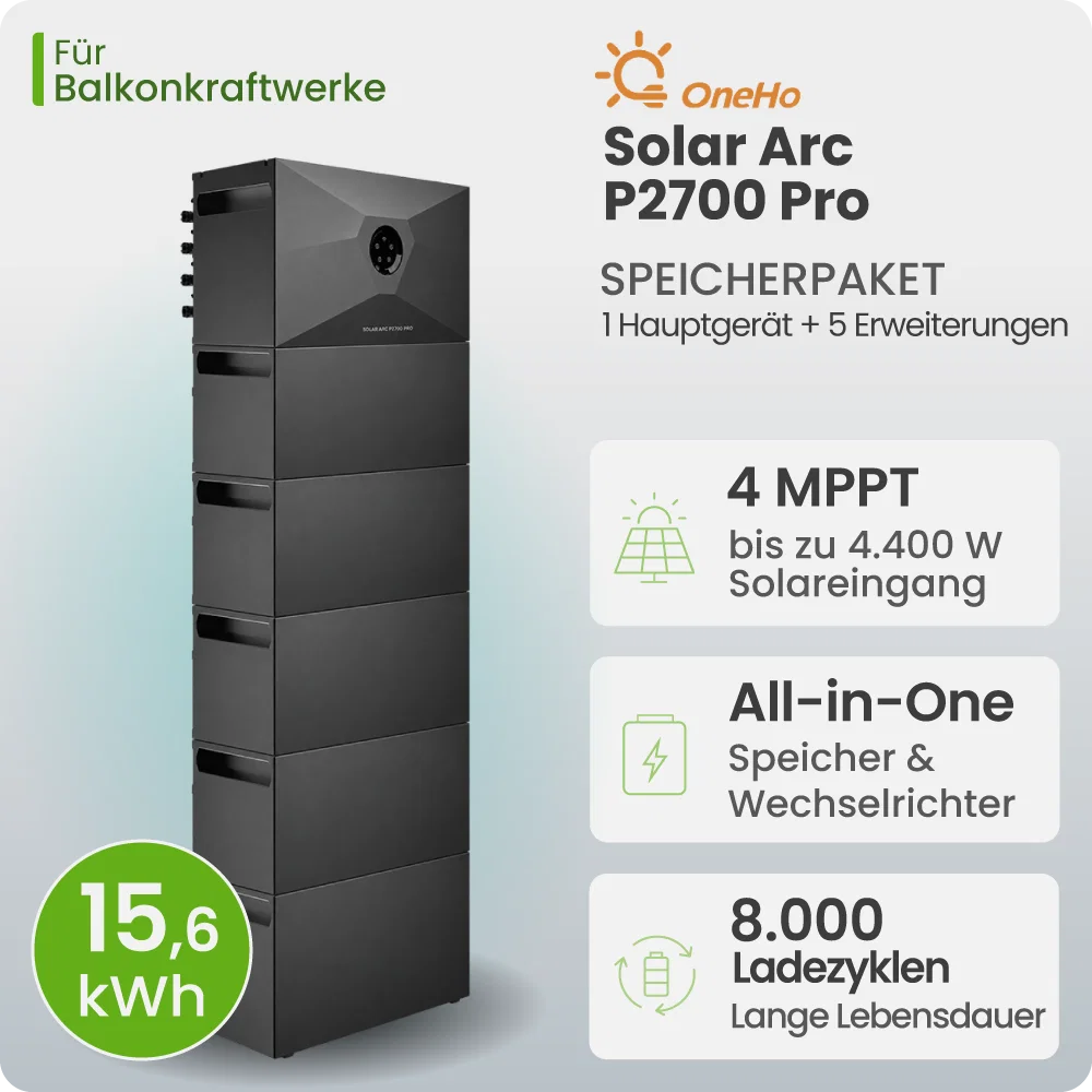 OneHo Solar Arc P2700 Pro Speicherpaket 15,6 kWh