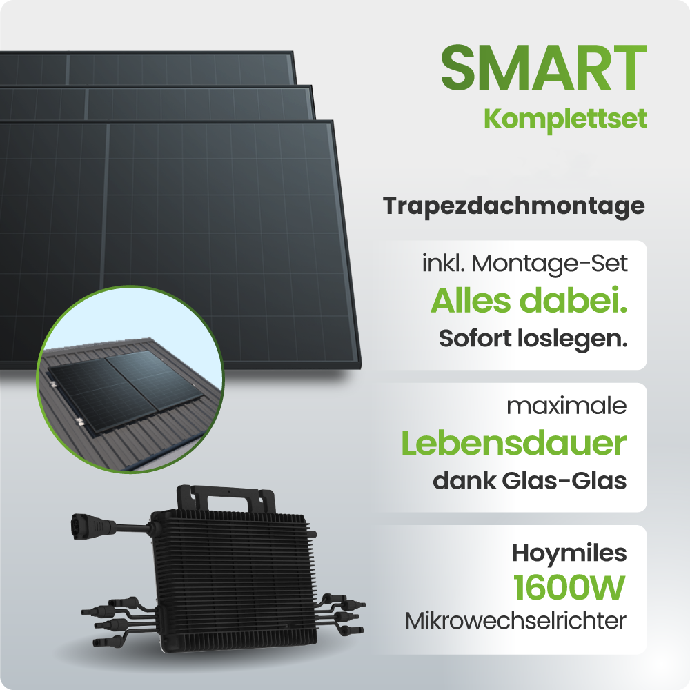 Solarmodul, Solarzellen, Trapezdachmontage, Mikrowechselrichter, 1600W