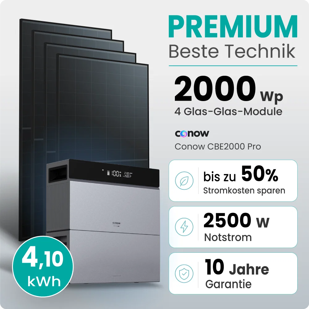 Tepto 2000W Balkonkraftwerk Premium mit Conow Pro 4,1kWh Speicher