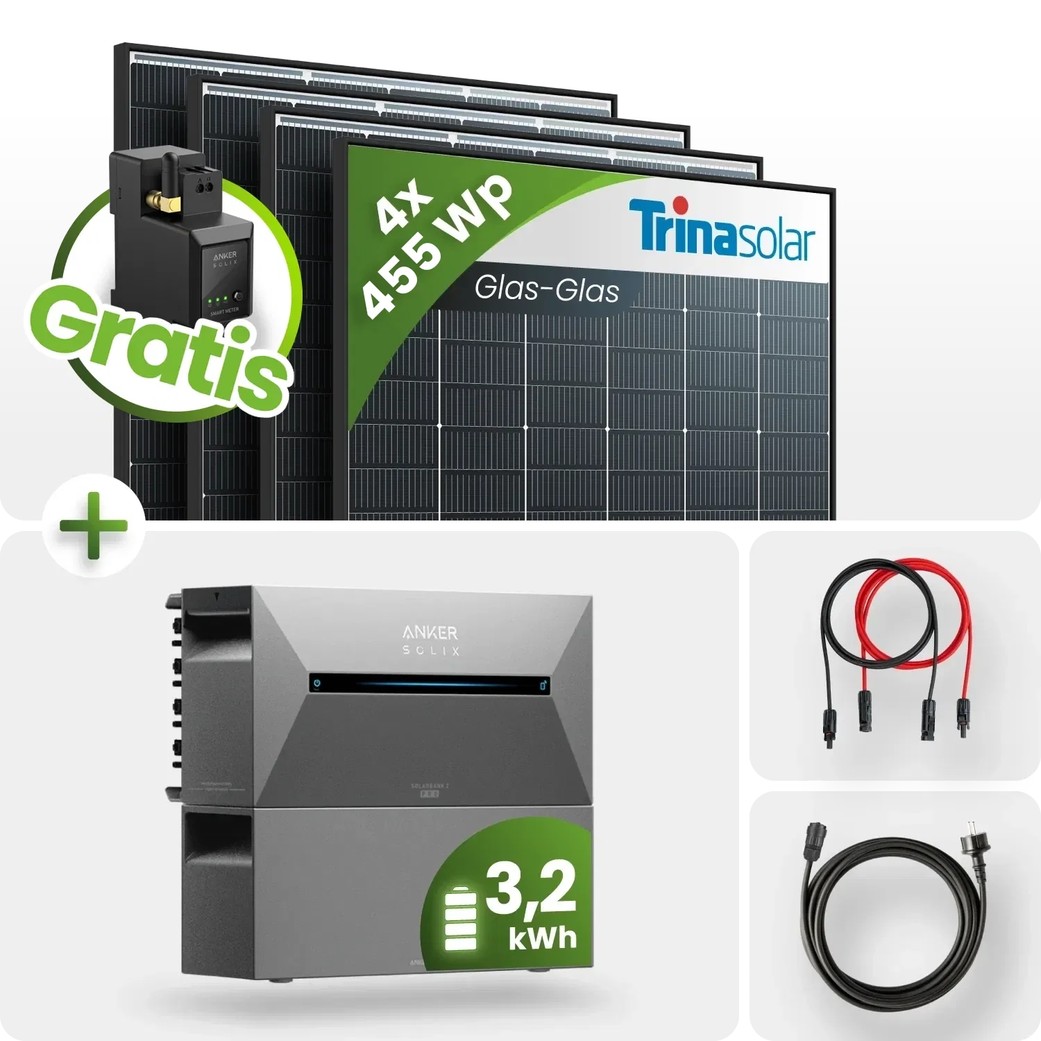 1820Wp Balkonkraftwerk 3,2kWh Speicher Anker Solarbank 2