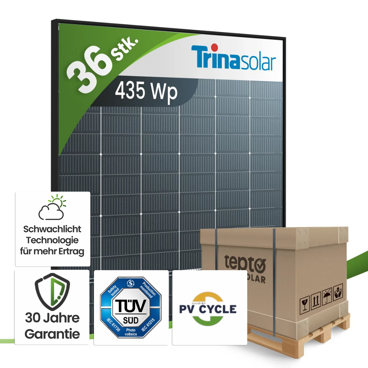 Trina NEG9RC.27/435Wp Bifazial Black Frame (Palette) Kiste, Karton, Lieferung des Pakets, Person