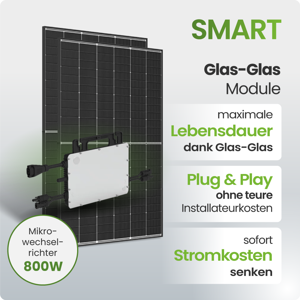 Solarpanel, Solarmodul, Glaspanel, Wechselrichter, 800W