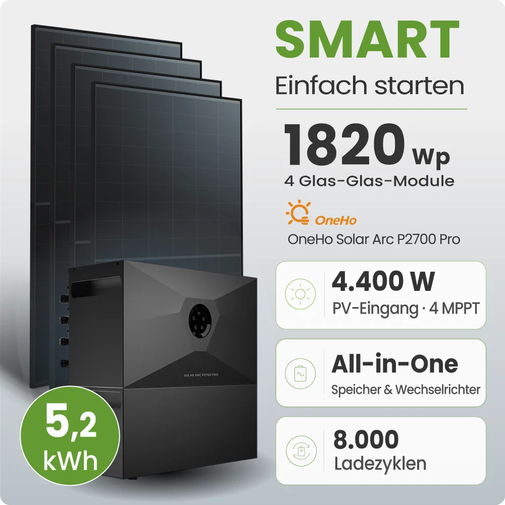 Tepto 1840W Balkonkraftwerk Smart mit OneHo 5,2kWh Speicher