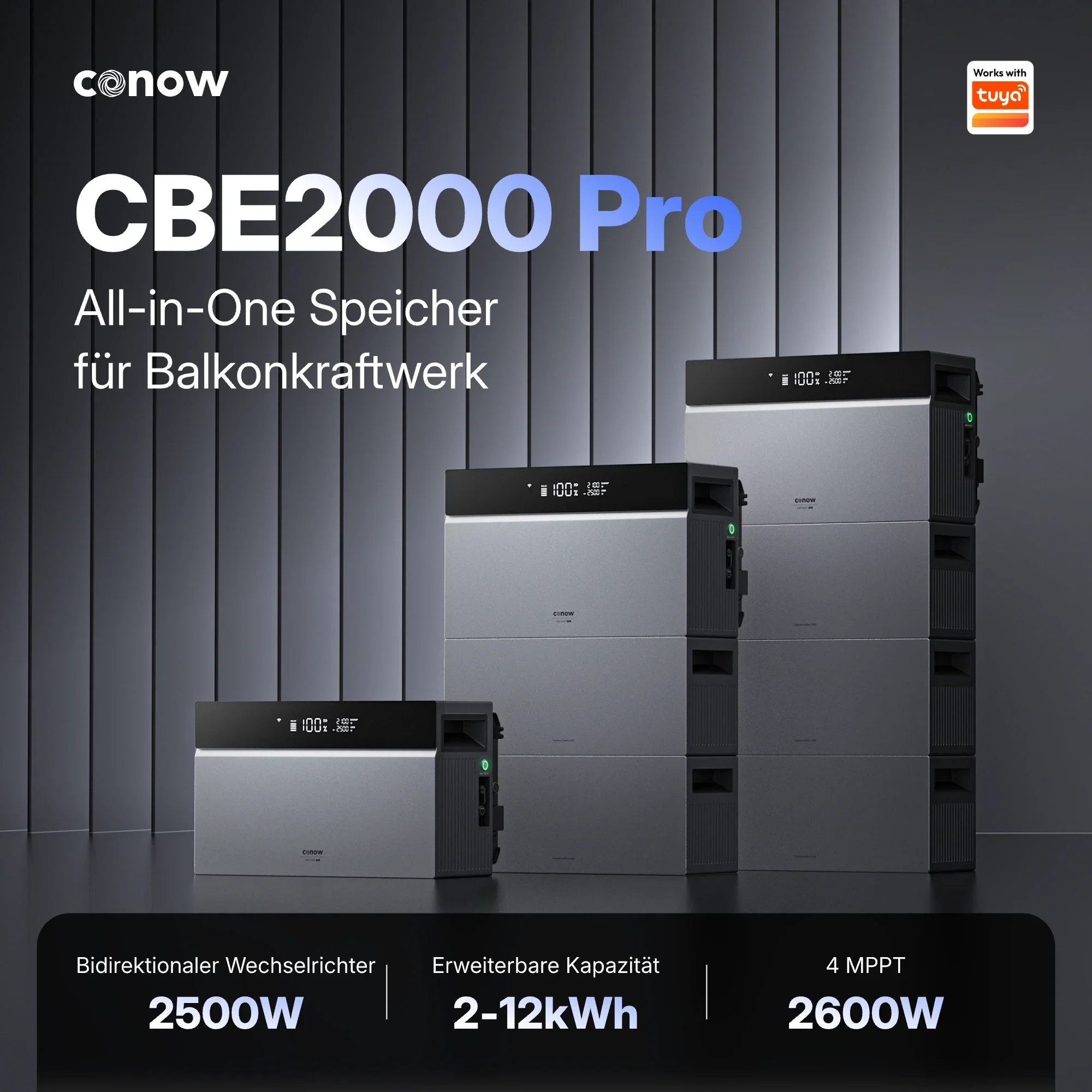 Tepto 2000W Balkonkraftwerk Premium mit Conow 2kWh Speicher
