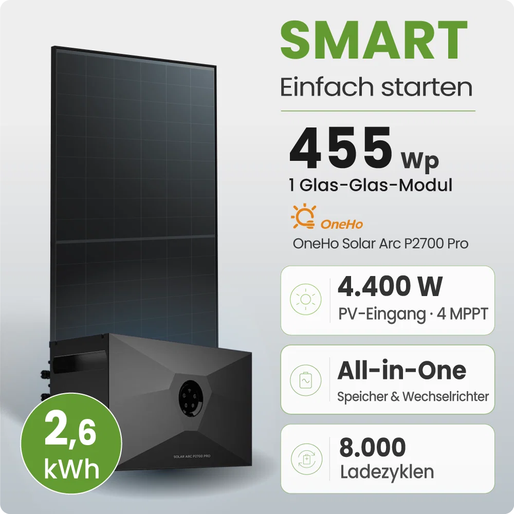 Tepto 460W Balkonkraftwerk Smart mit OneHo 2,6kWh Speicher