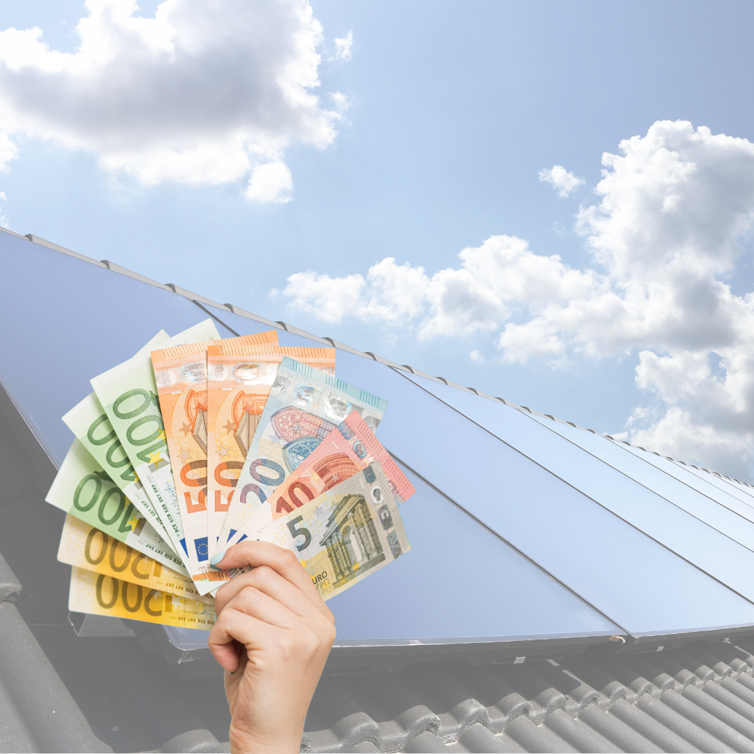 Geldscheine, Euro, Finanzen, Solarmodul, Dach