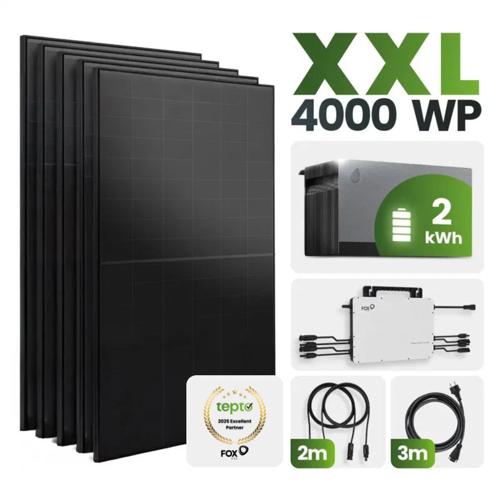 Plug&Play PV-Anlage 4000W mit Avocado und FoxEss Q1-2000-E mit 2,11 kWh Speicher FoxEss Avocado