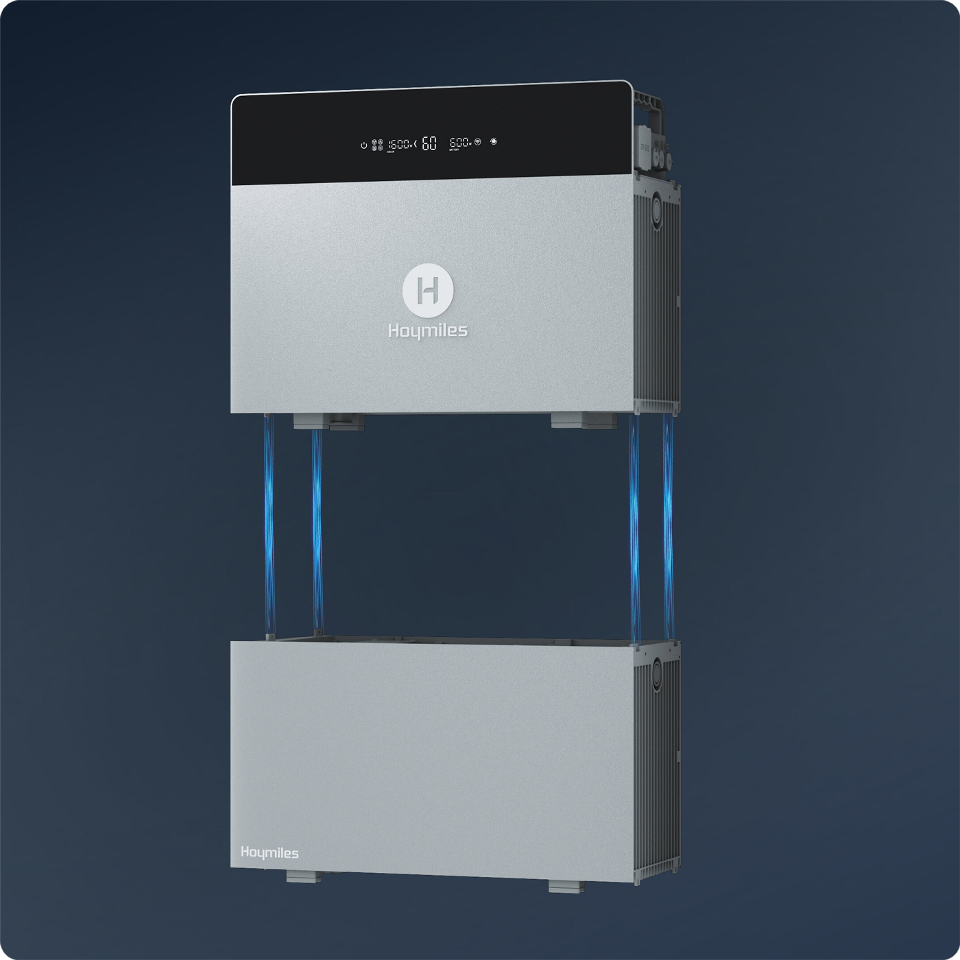 invertor, elektrische Einheit, modulare Einheit, blaue Kabel, silbernes Gehäuse