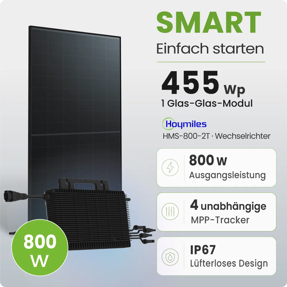 Tepto 455Wp Balkonkraftwerk Smart mit Hoymiles Mikrowechselrichter
