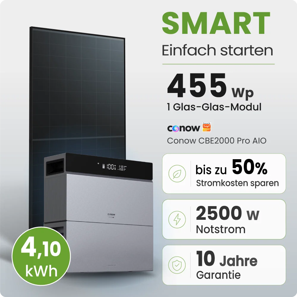 Tepto 460W Balkonkraftwerk Smart mit Conow 4kWh Speicher + Gratis Smart Meter