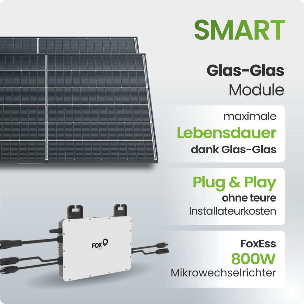 Solarmodul, Glas-Glas, Solarpanel, 800W, Plug&Play