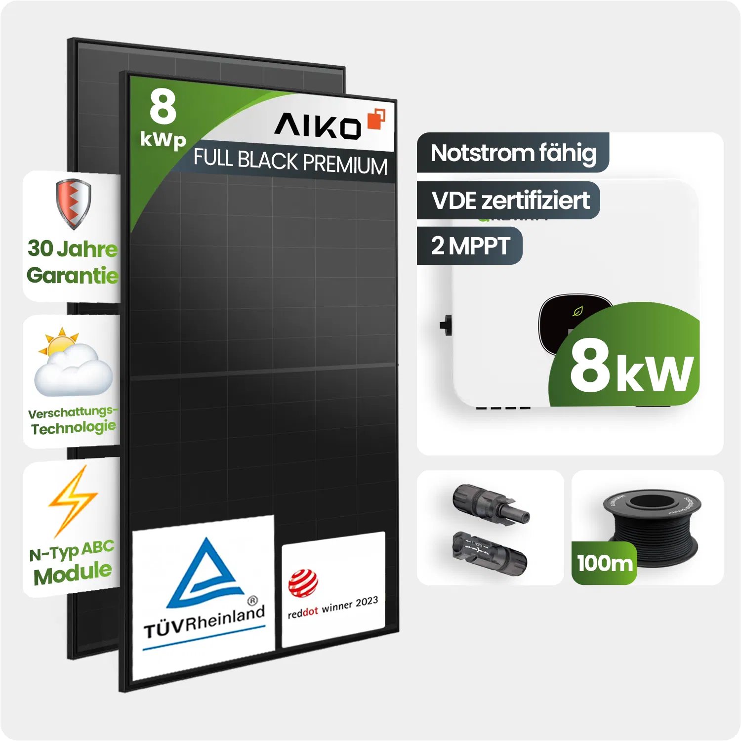 Tepto HomeBasic 8 kWp Aiko Growatt PV-Anlage Speicher erweiterbar
