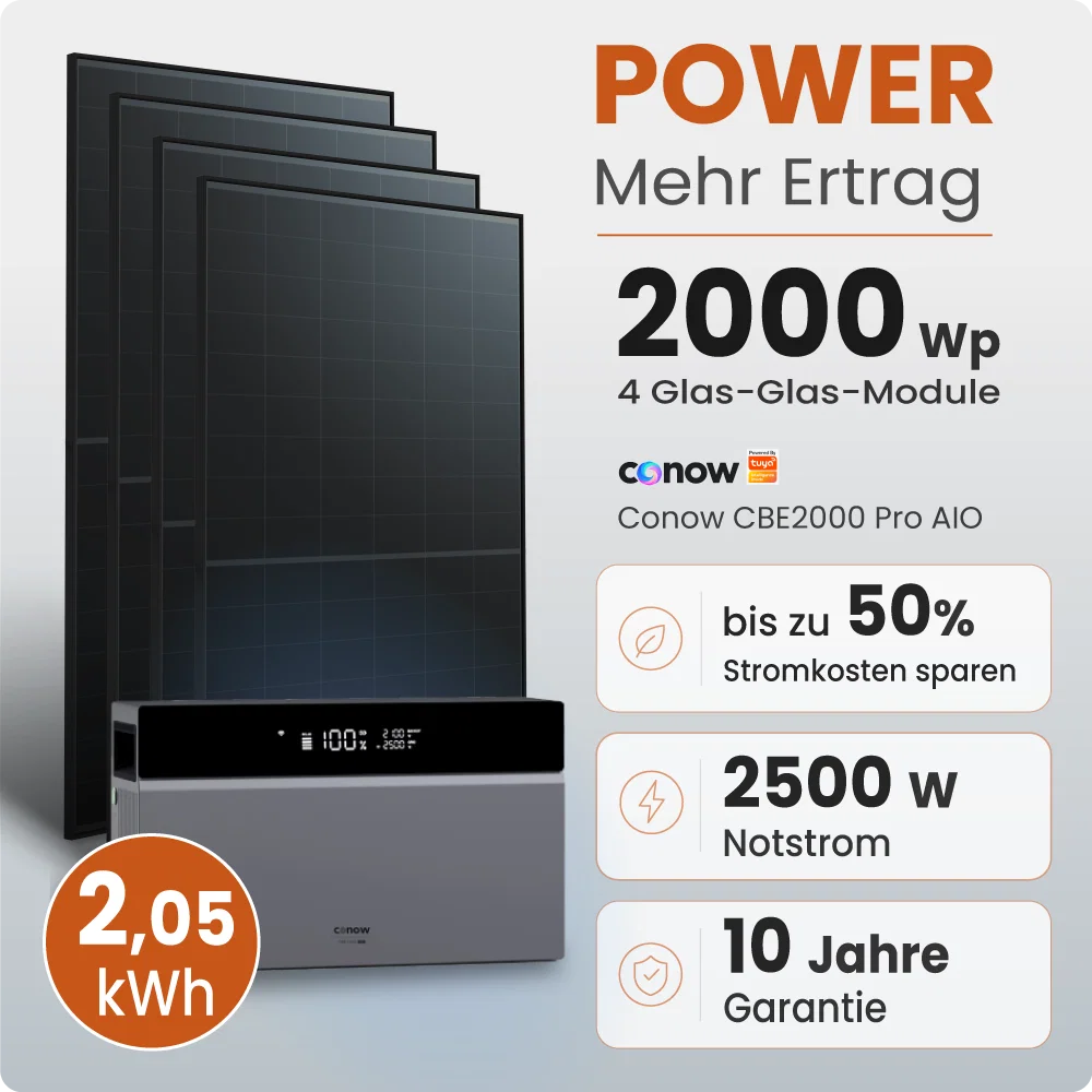 Tepto 2000W Balkonkraftwerk Power mit 2 kWh Speicher Conow by Tuya Smart