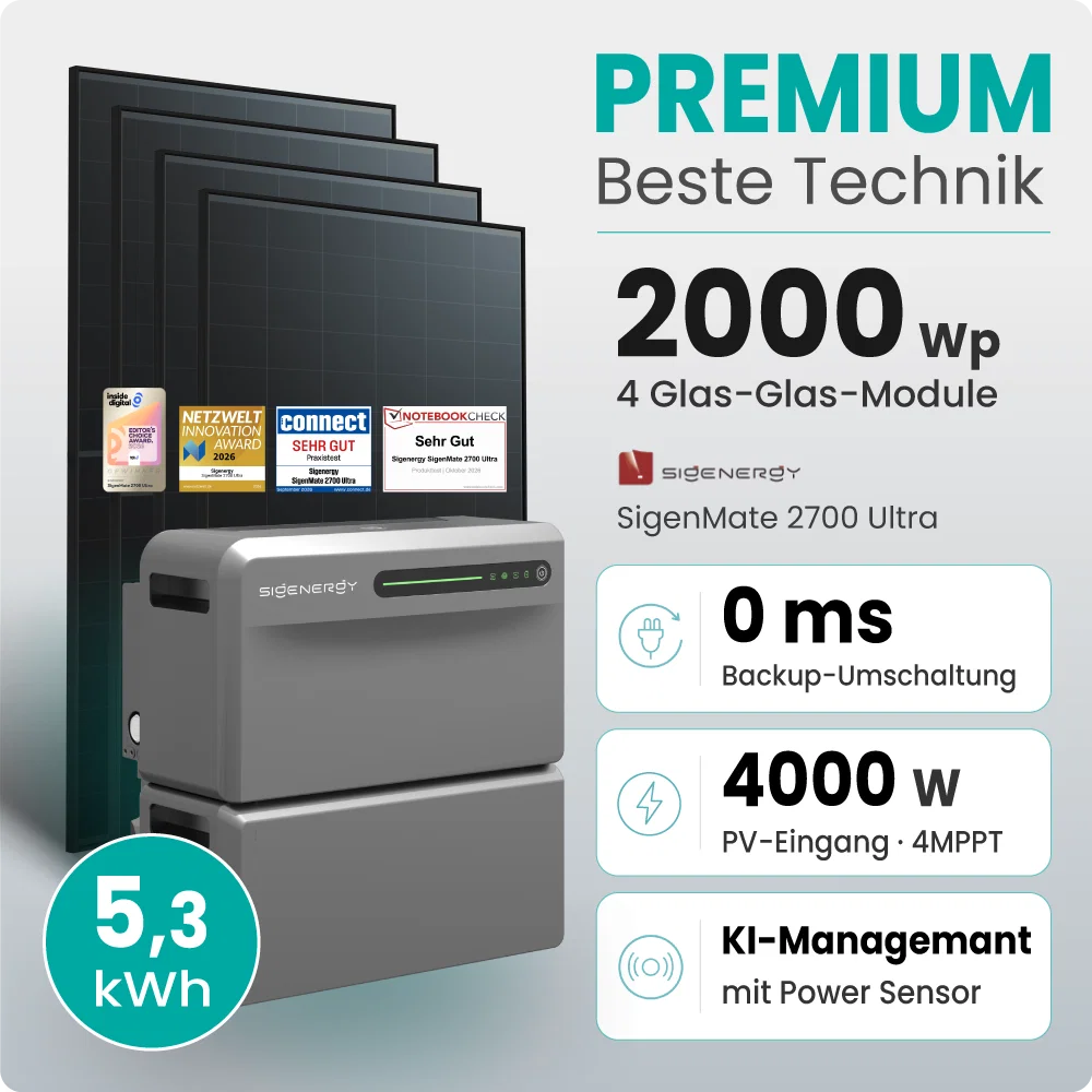 Tepto 2000W Balkonkraftwerk Premium mit Sigenergy SigenMate mit 5,38kWh Speicher