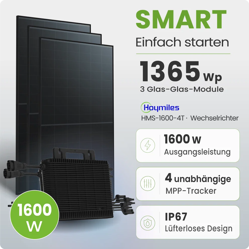 Tepto 1365Wp Balkonkraftwerk Smart mit Hoymiles Mikrowechselrichter