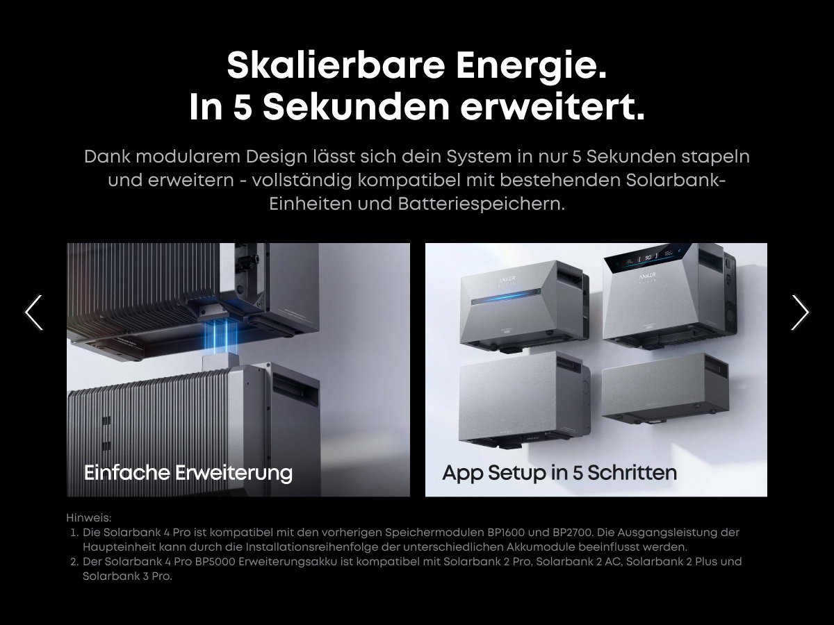 Solaranlage, Energiespeicher, Batterie, Modulares Design, App Setup 5 Schritte