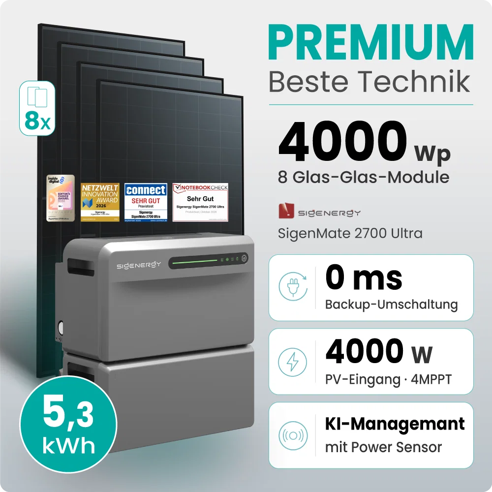 Tepto 4000W Balkonkraftwerk Premium mit Sigenergy SigenMate mit 5,3Wh Speicher