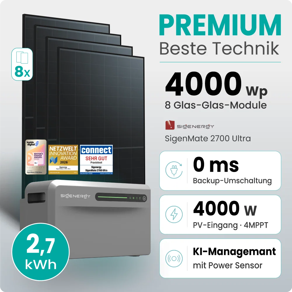 Tepto 4000W Balkonkraftwerk Premium mit Sigenergy SigenMate mit 2,7kWh Speicher