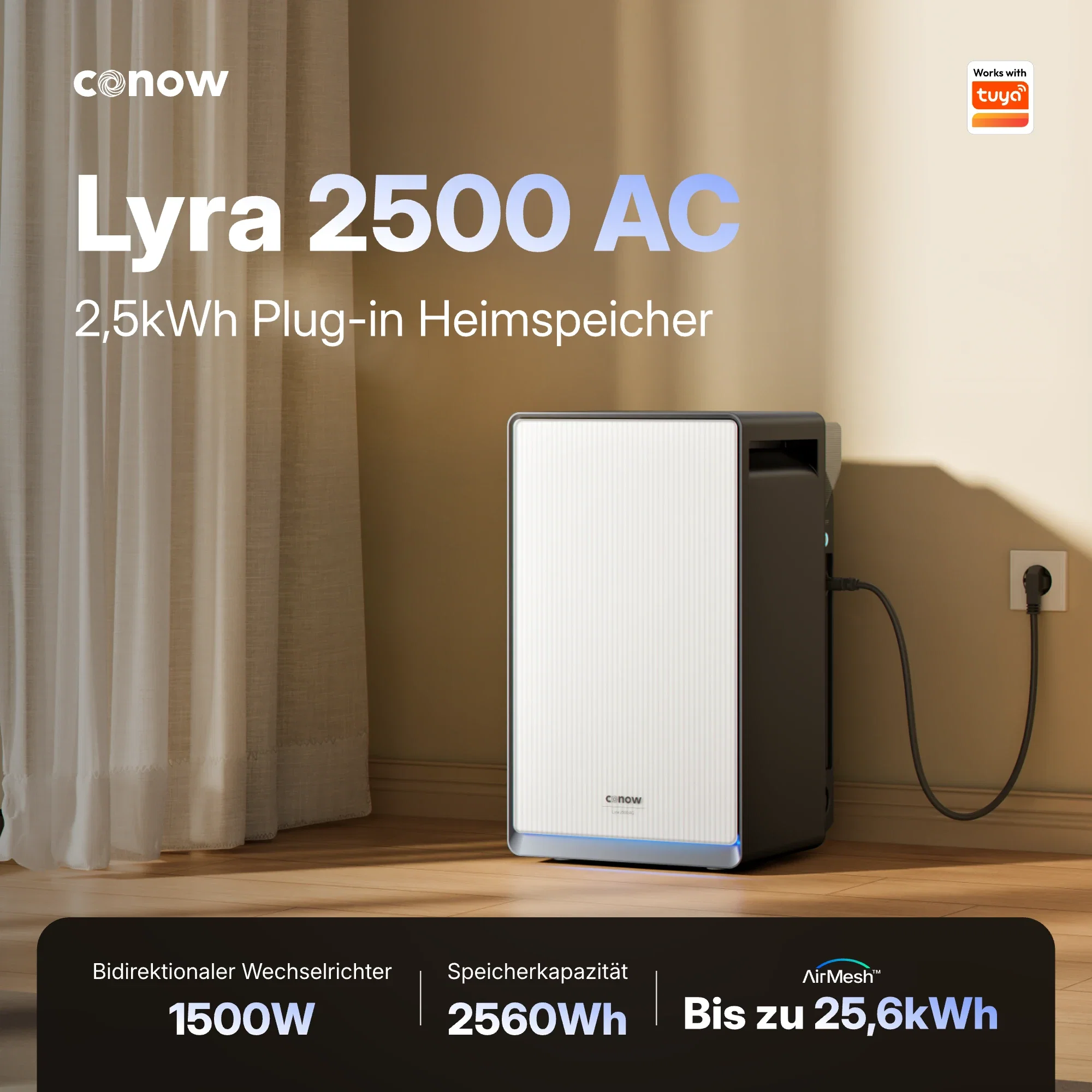 Conow Lyra 2500 AC Speicher für Balkonkraftwerke