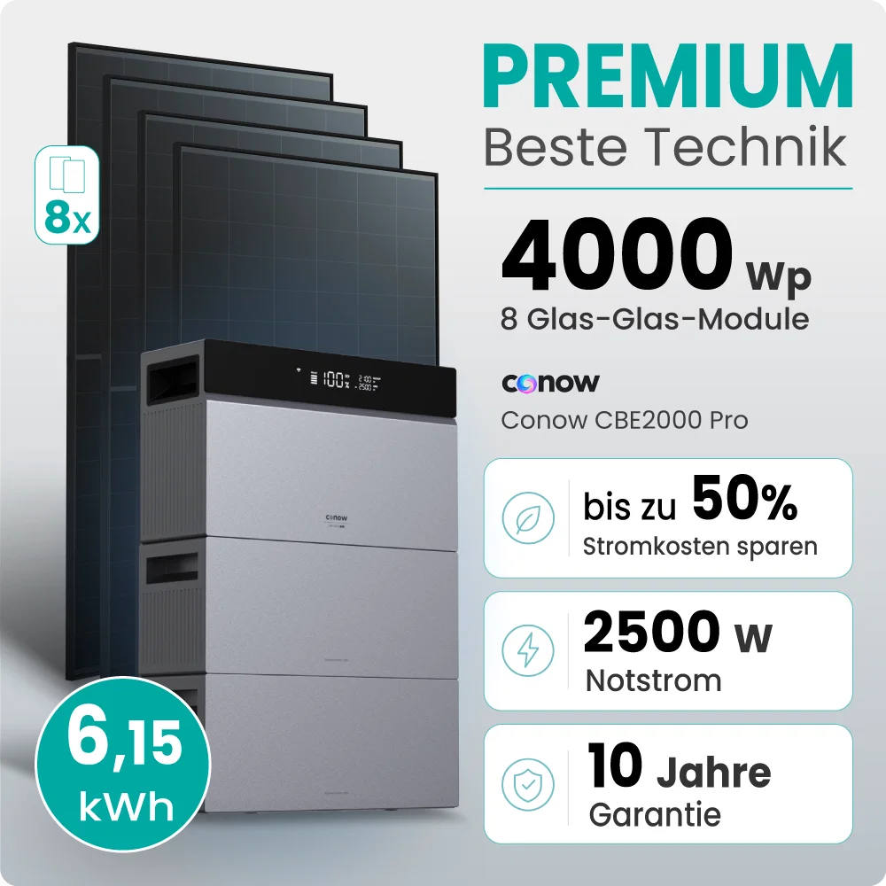 Tepto 4000W Balkonkraftwerk Premium mit Conow Pro 6,15kWh Speicher